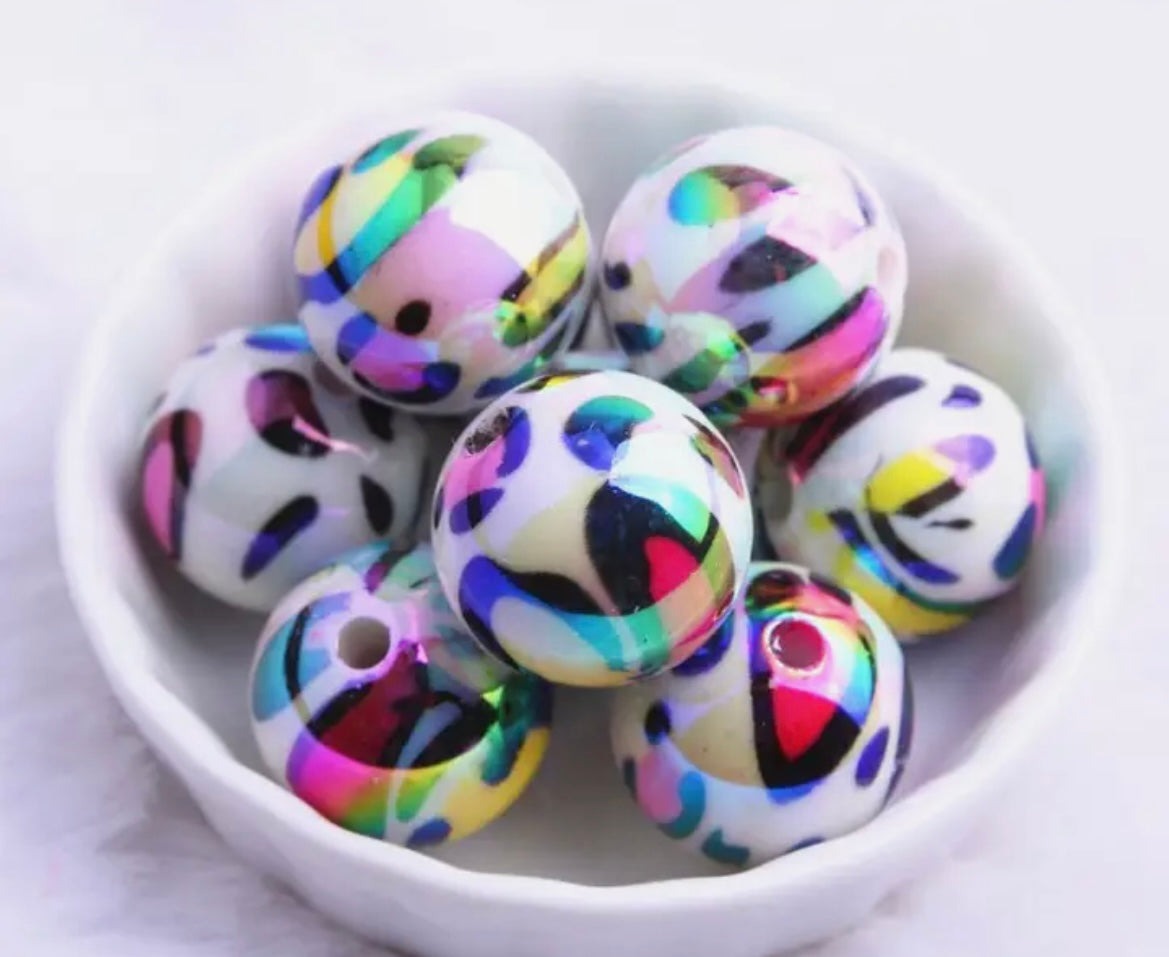 Colorful Cheetah Print Bubblegum Bead