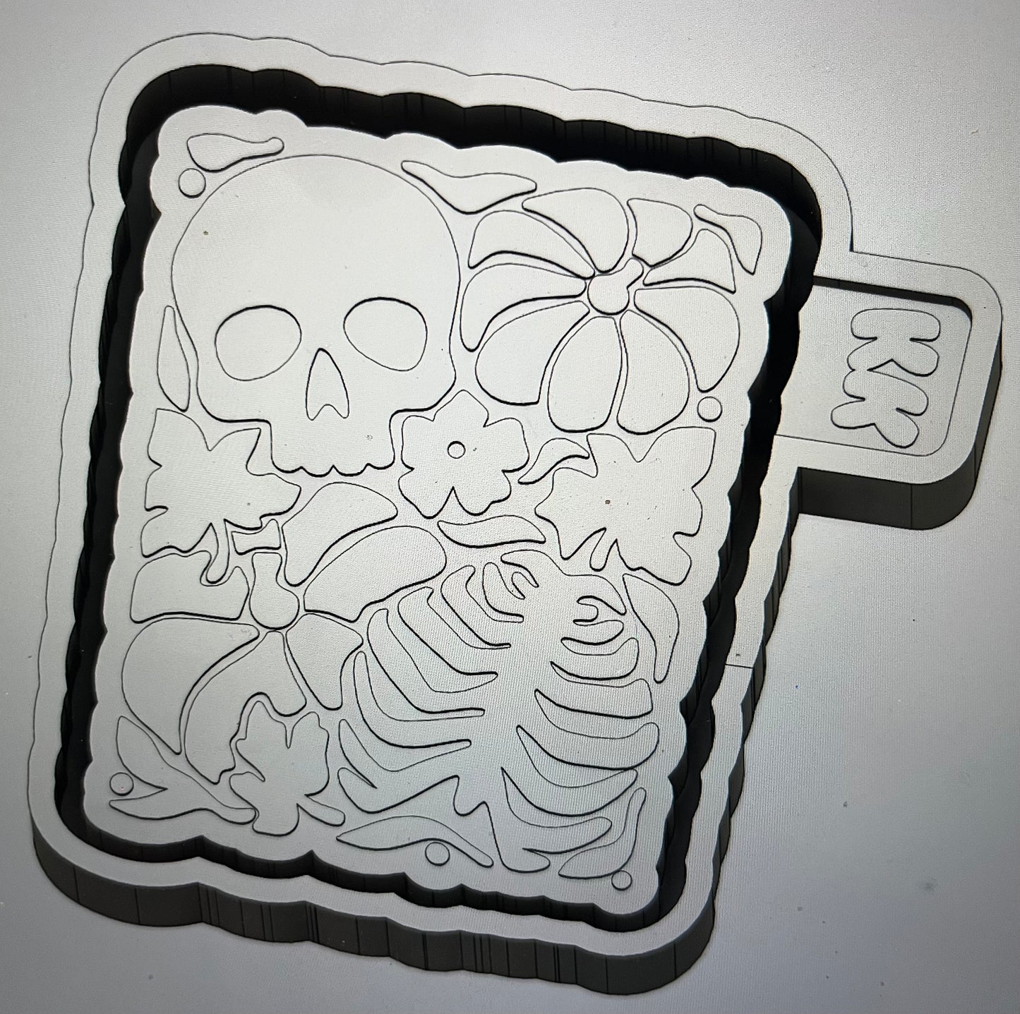 Retro Skull with Pumpkins & Flowers Mold