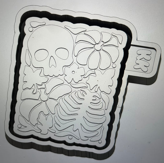 Retro Skull with Pumpkins & Flowers Mold