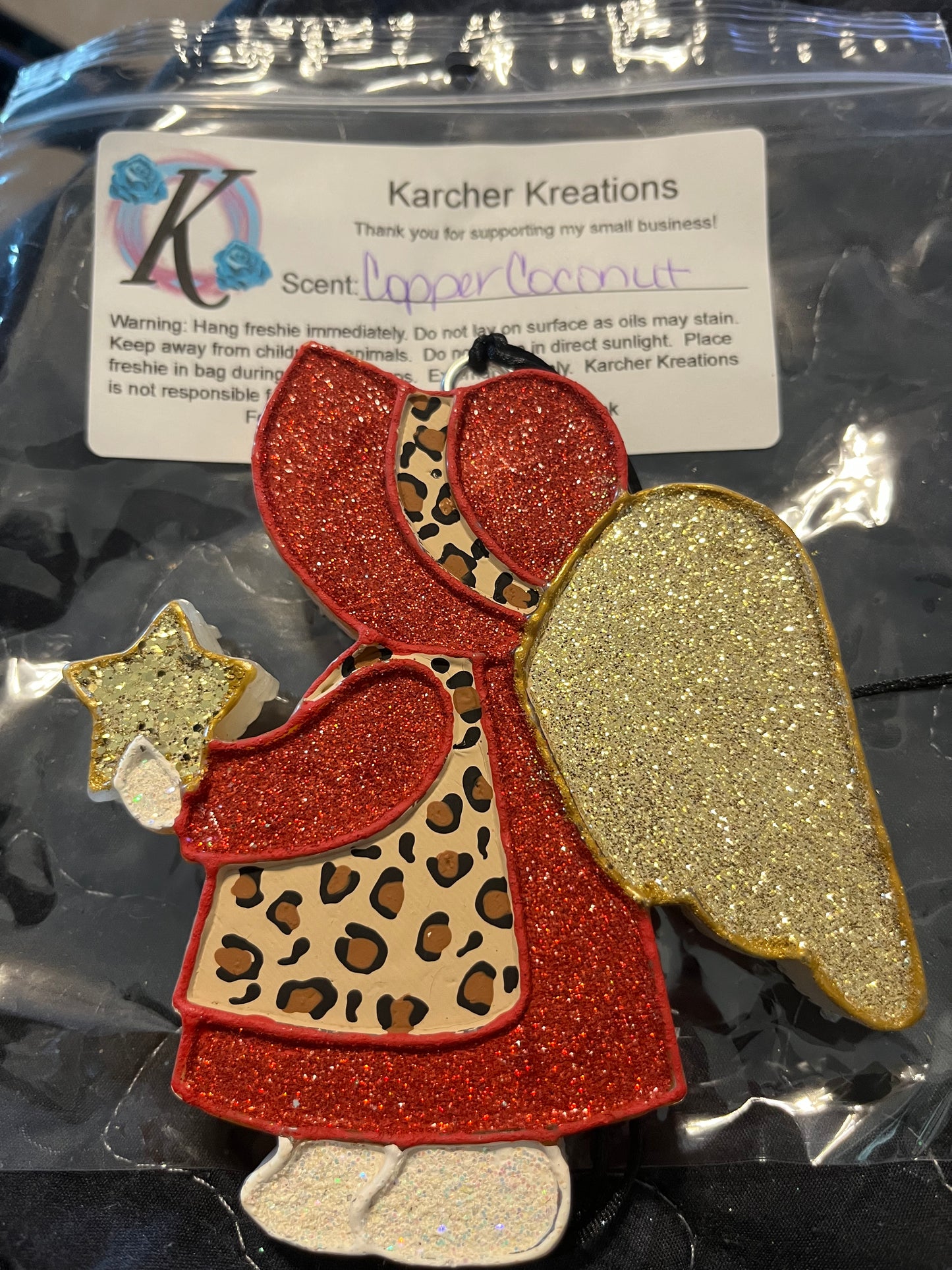 Christmas Angel with Star - copper coconut