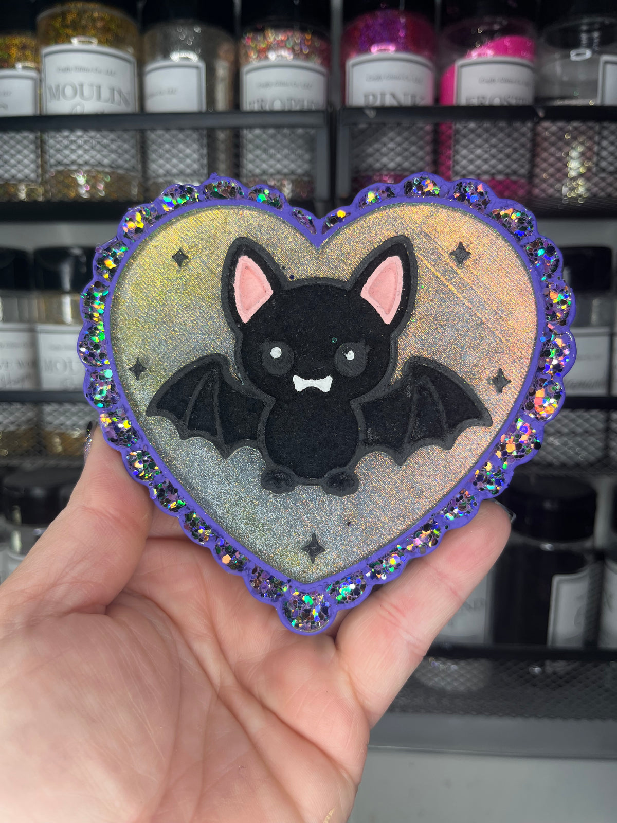 Heart Frame with Bat Freshie