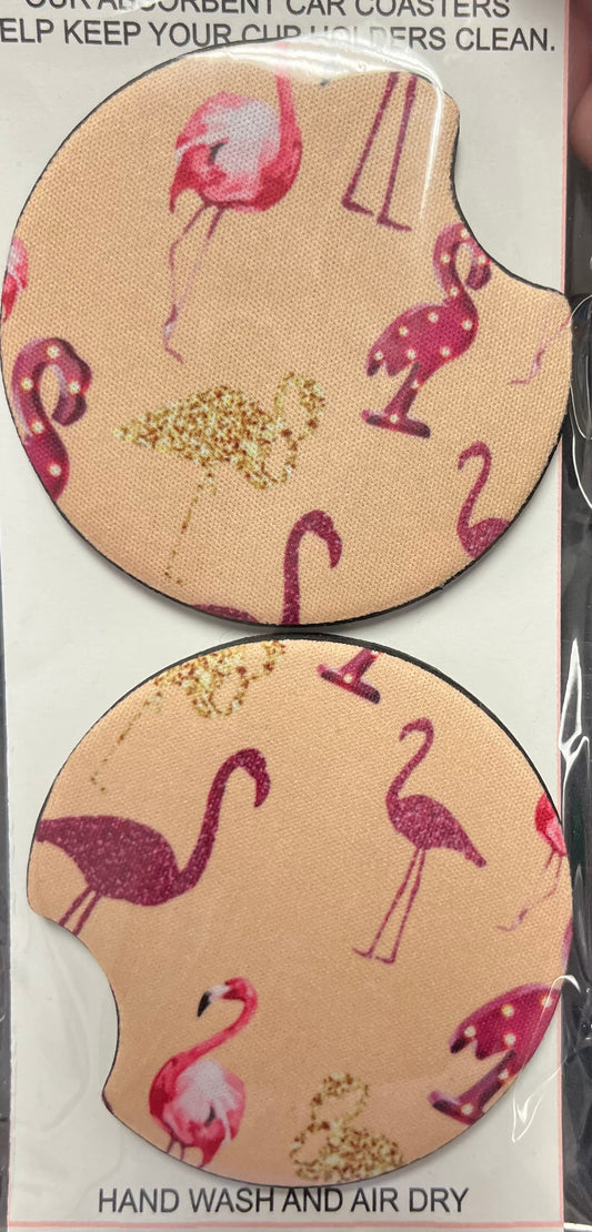 Flamingo Car Coaster 2 pack