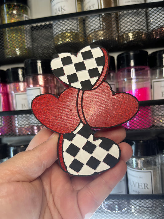 Checkered Print Hearts Freshie
