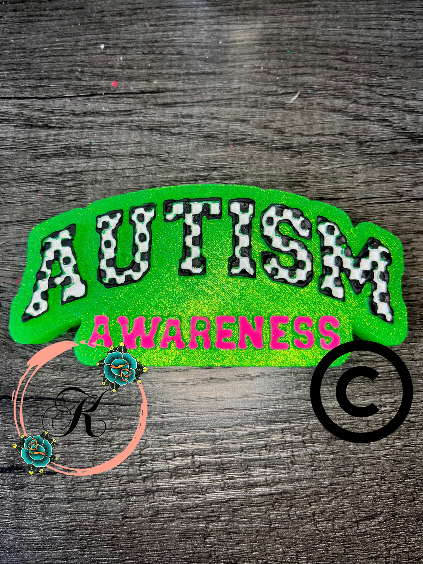 Checkered Print Autism Awareness Mold