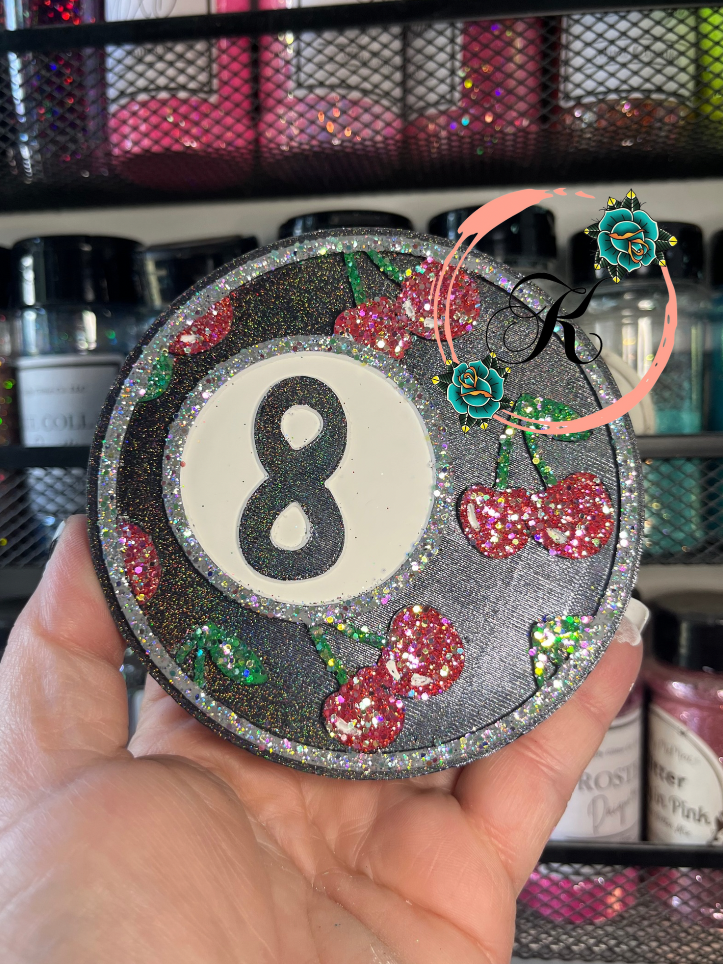 8 Ball with Cherries Freshie