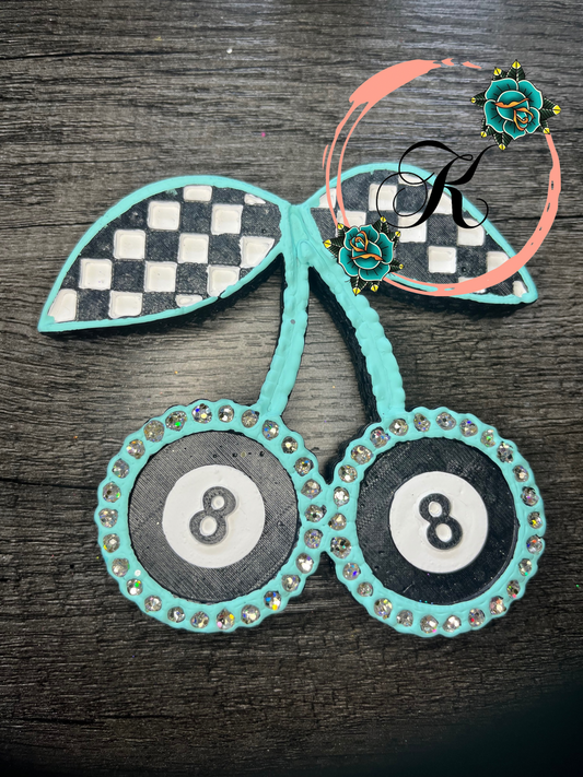 Checkered Print 8 Ball Cherry Freshie