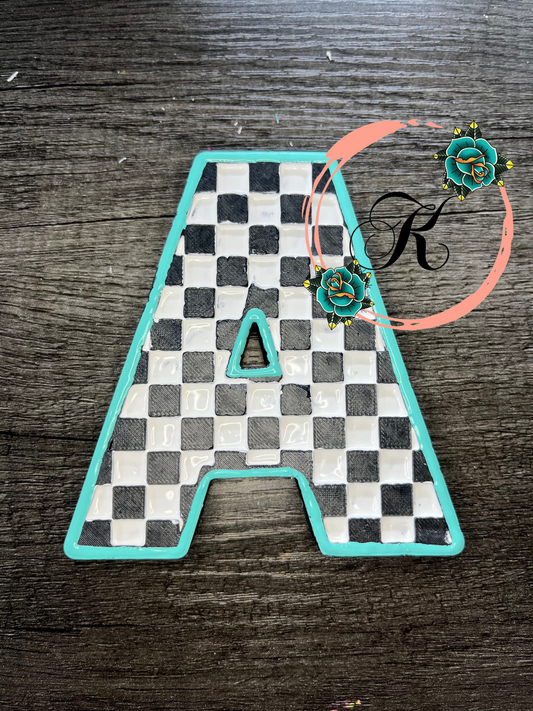 Checkered Print Letters Freshie