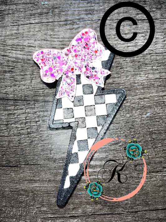 Checkered Lightening Bolt with Bow Mold