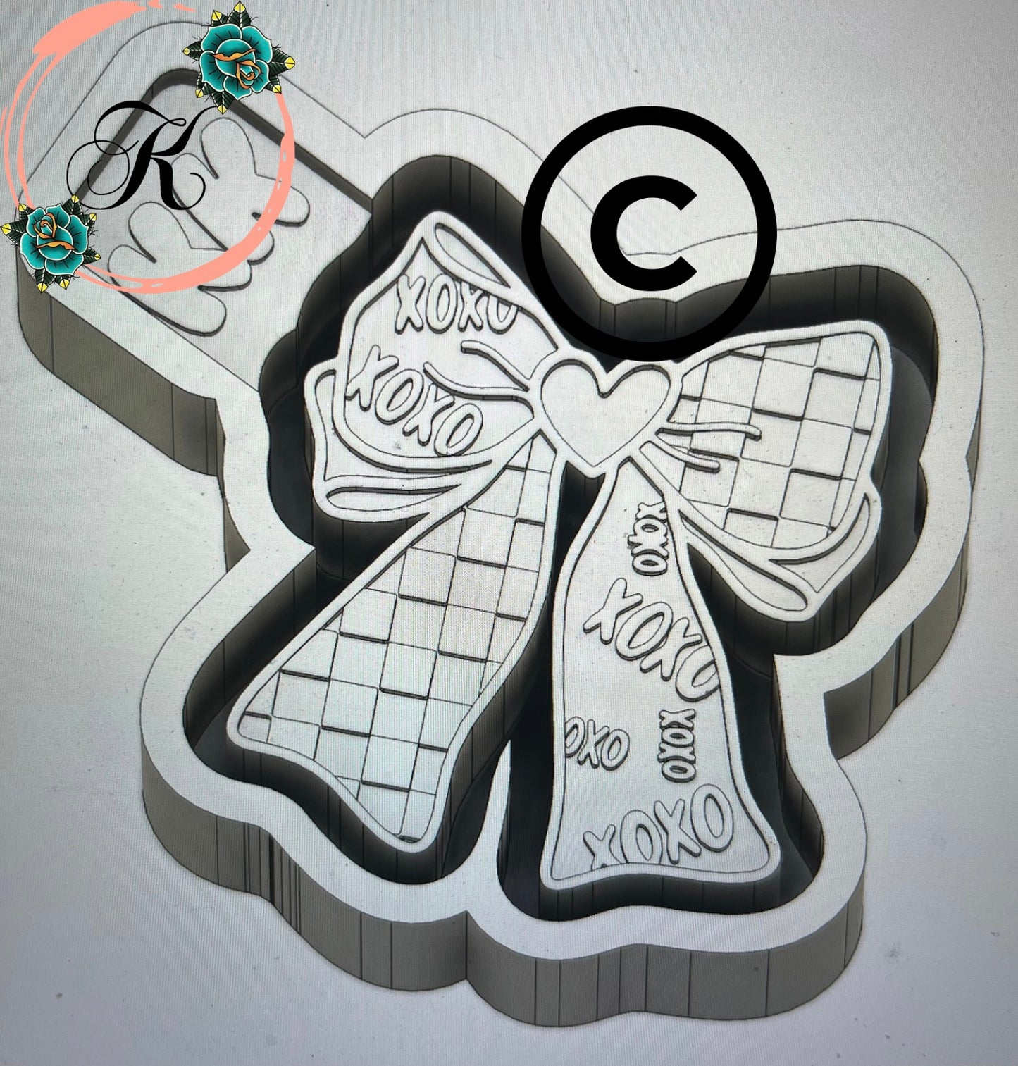 Checkered Print XOXO Bow Mold