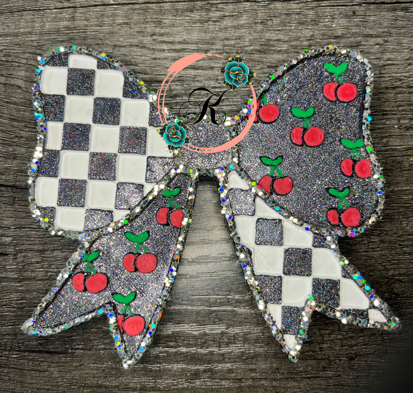 Checkered Print and Cherry Bow Freshie