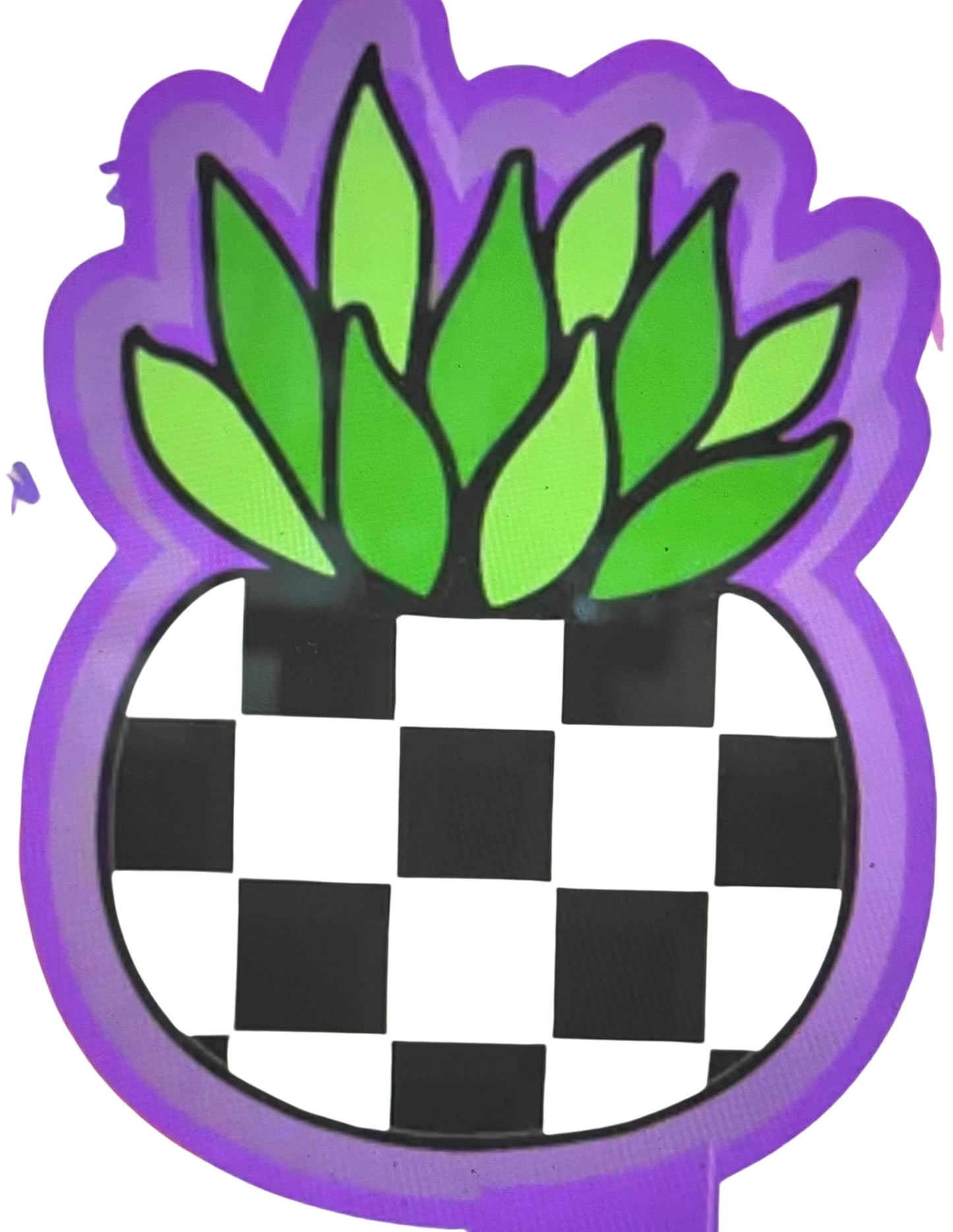 Succulent with Checkered Print Vase Mold