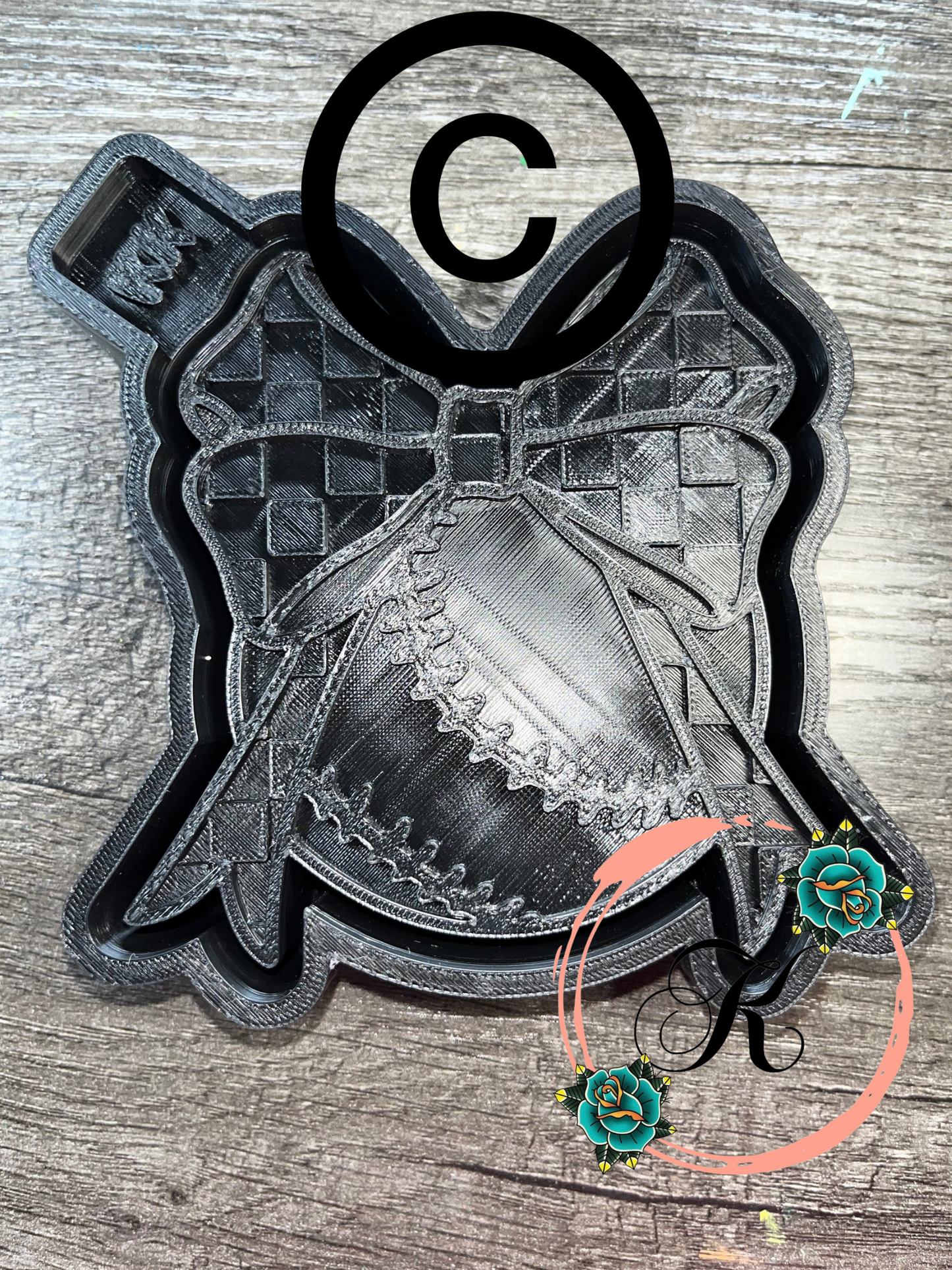 Baseball/Softball with Checkered Print Bow Mold
