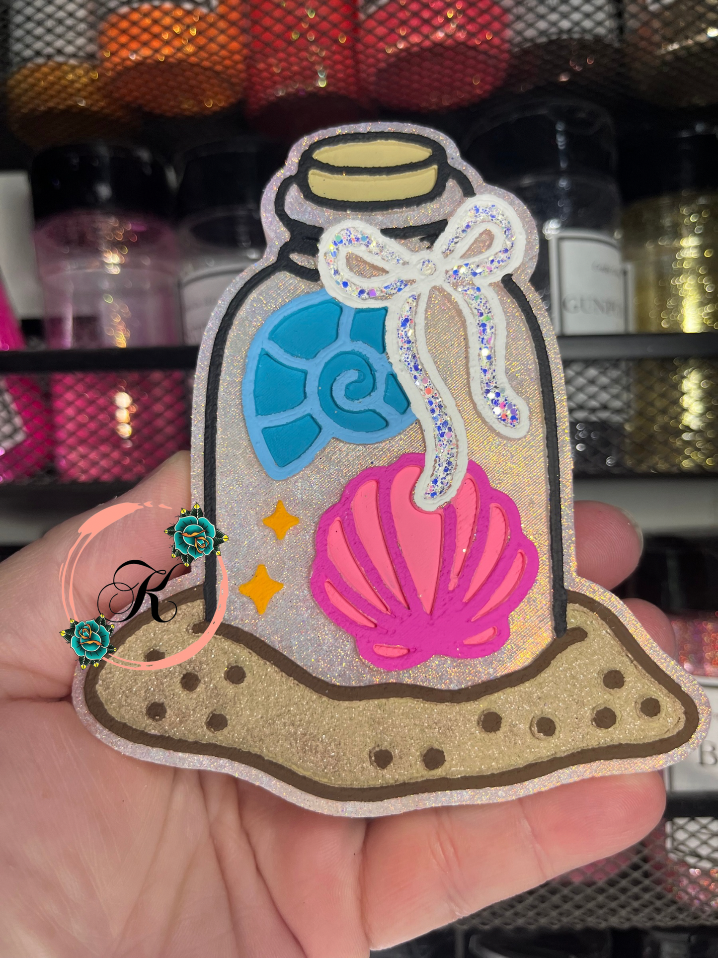 Bottle with Seashells Freshie