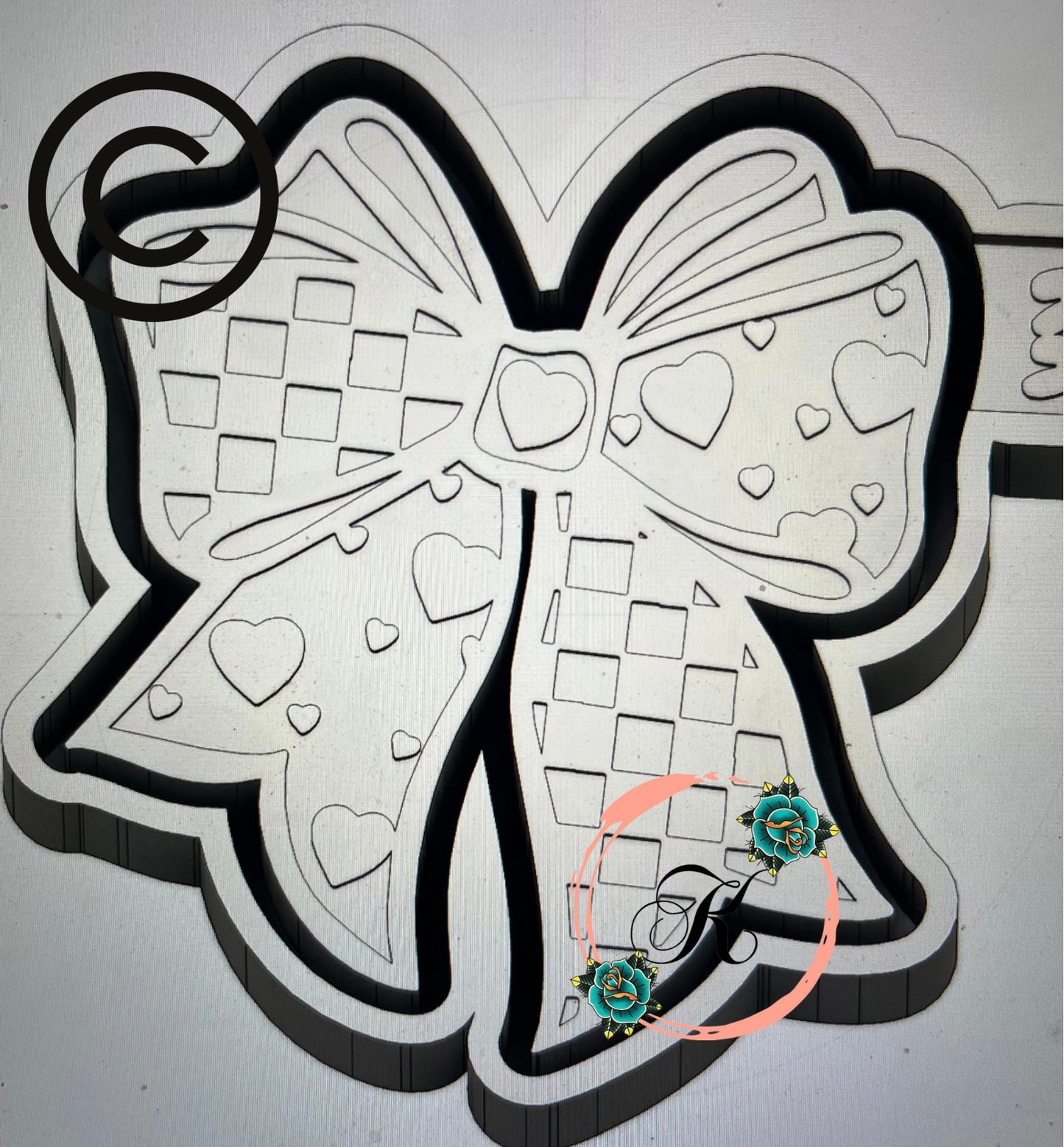 Checkered Print and Heart Bow Mold