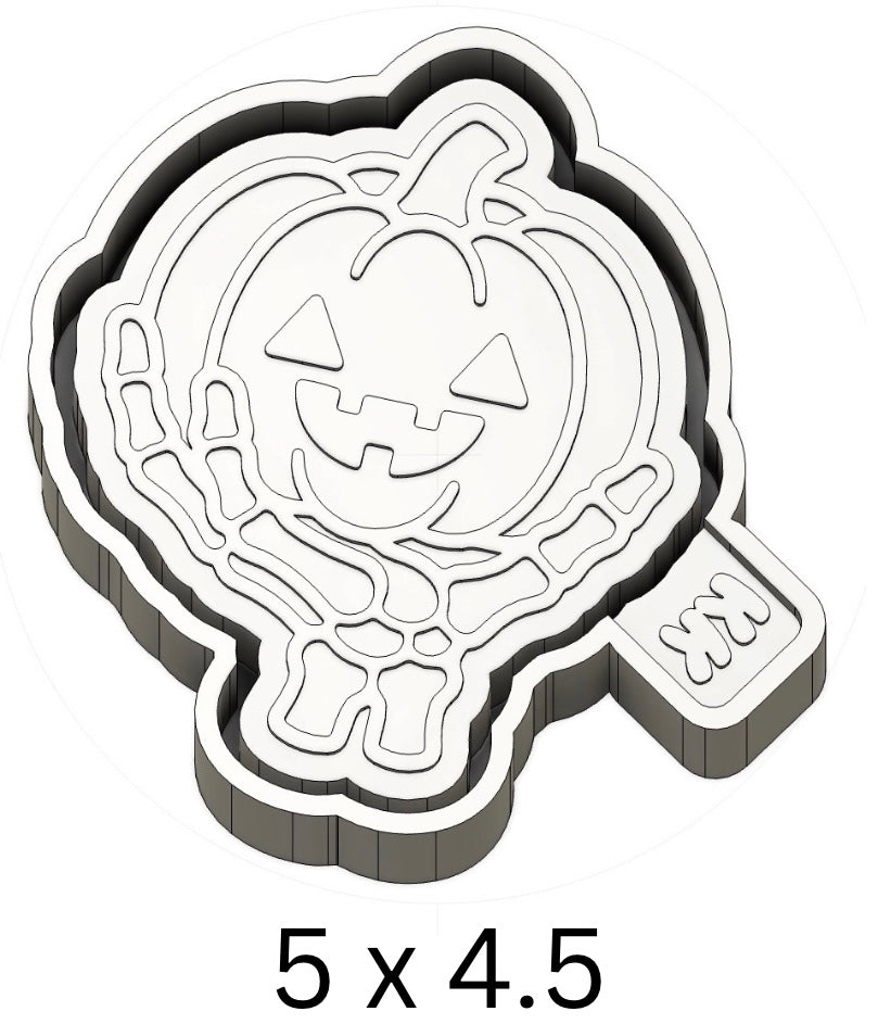 Skeleton Hand Holding Pumpkin Mold