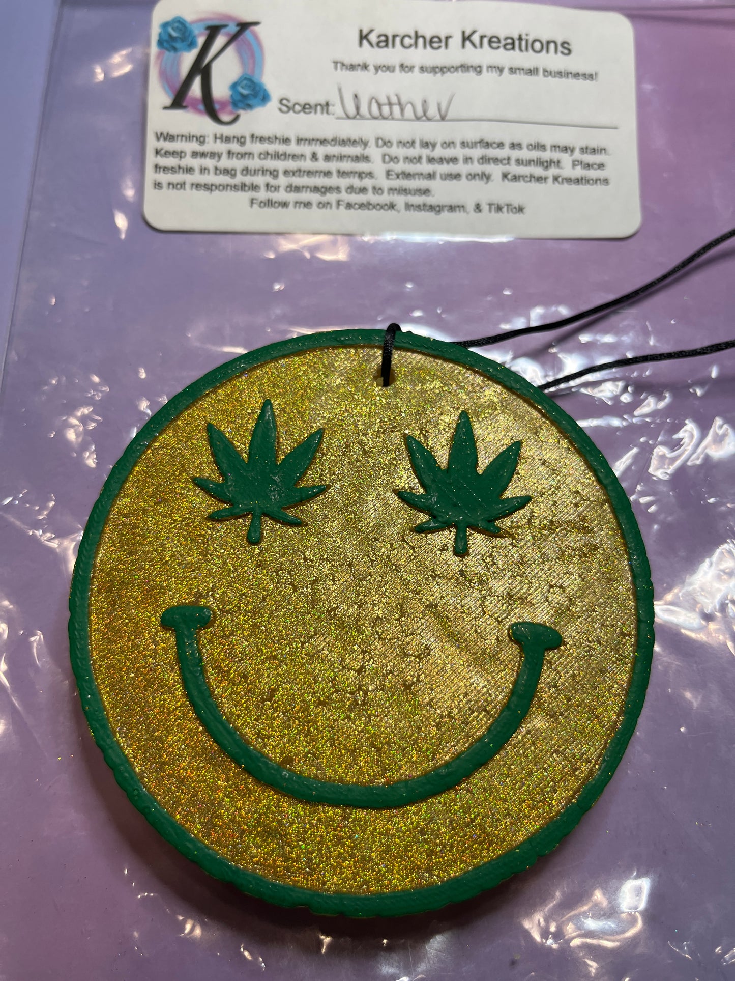 Happy Pot Leaf- Leather