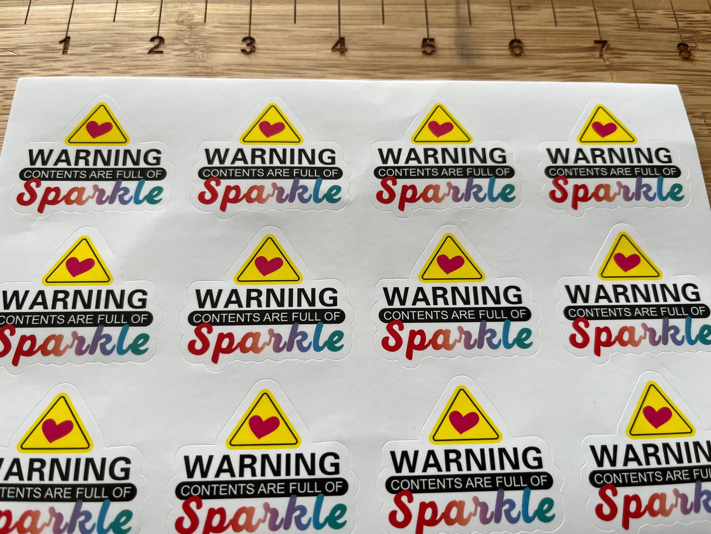 Warning contents are full of sparkle stickers