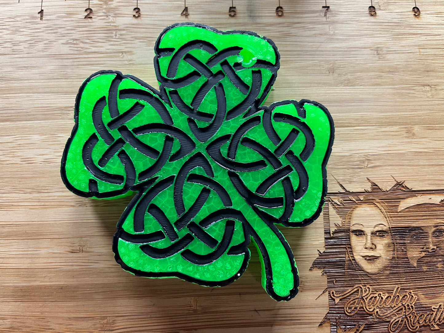 4 Leaf Clover with Celtic Design Freshie