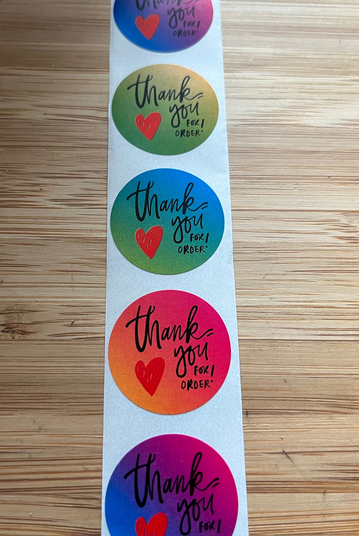 Thank you stickers, bright ombré
