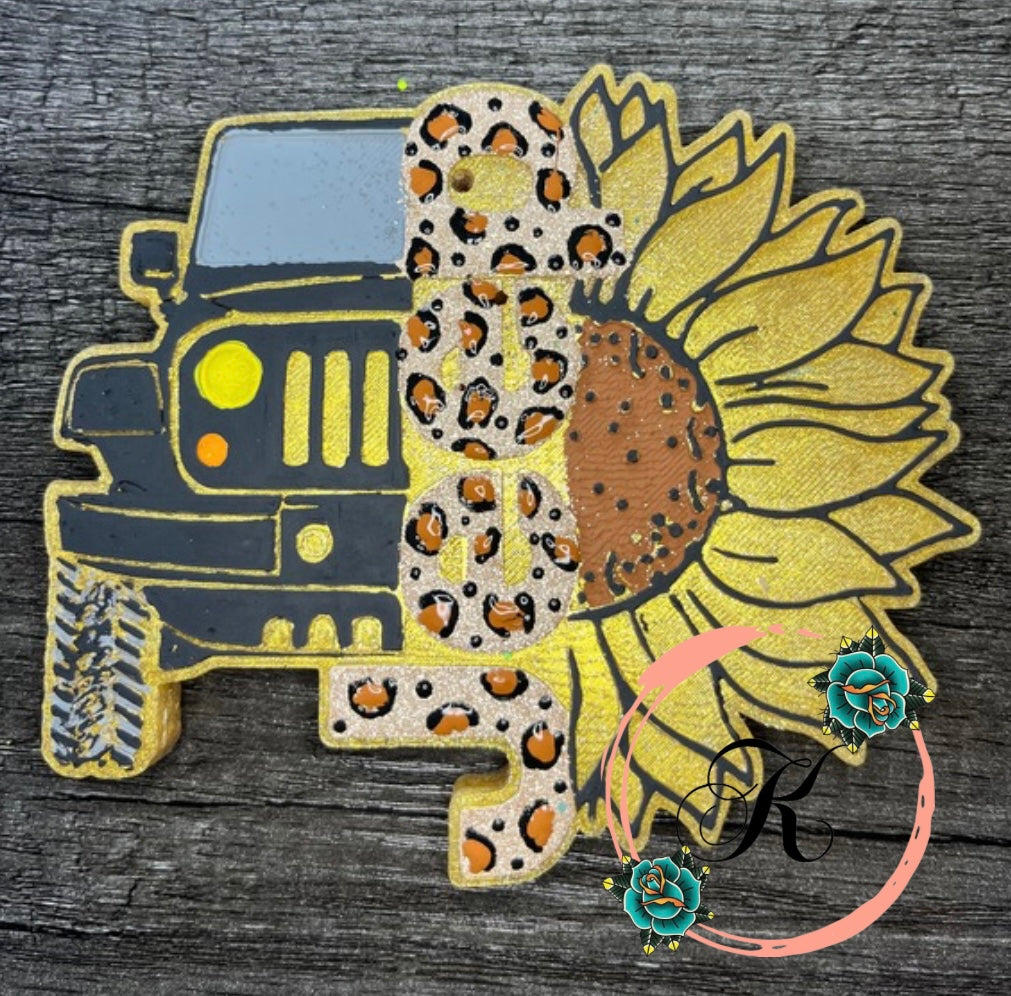 Jeep Sunflower  Car Freshie