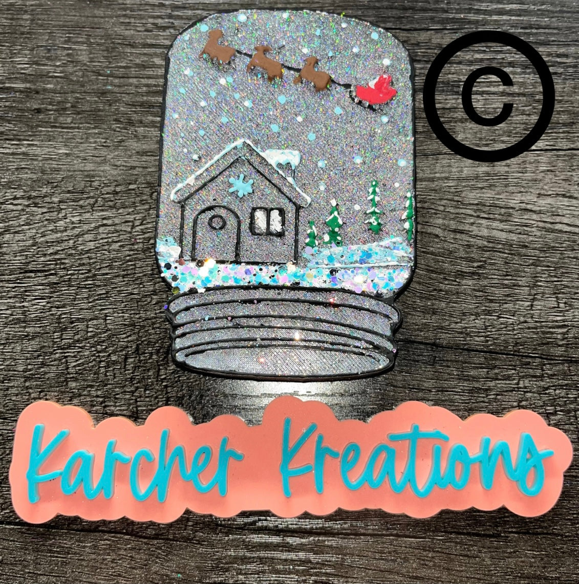 Mason Jar Snow Globe Car Freshie