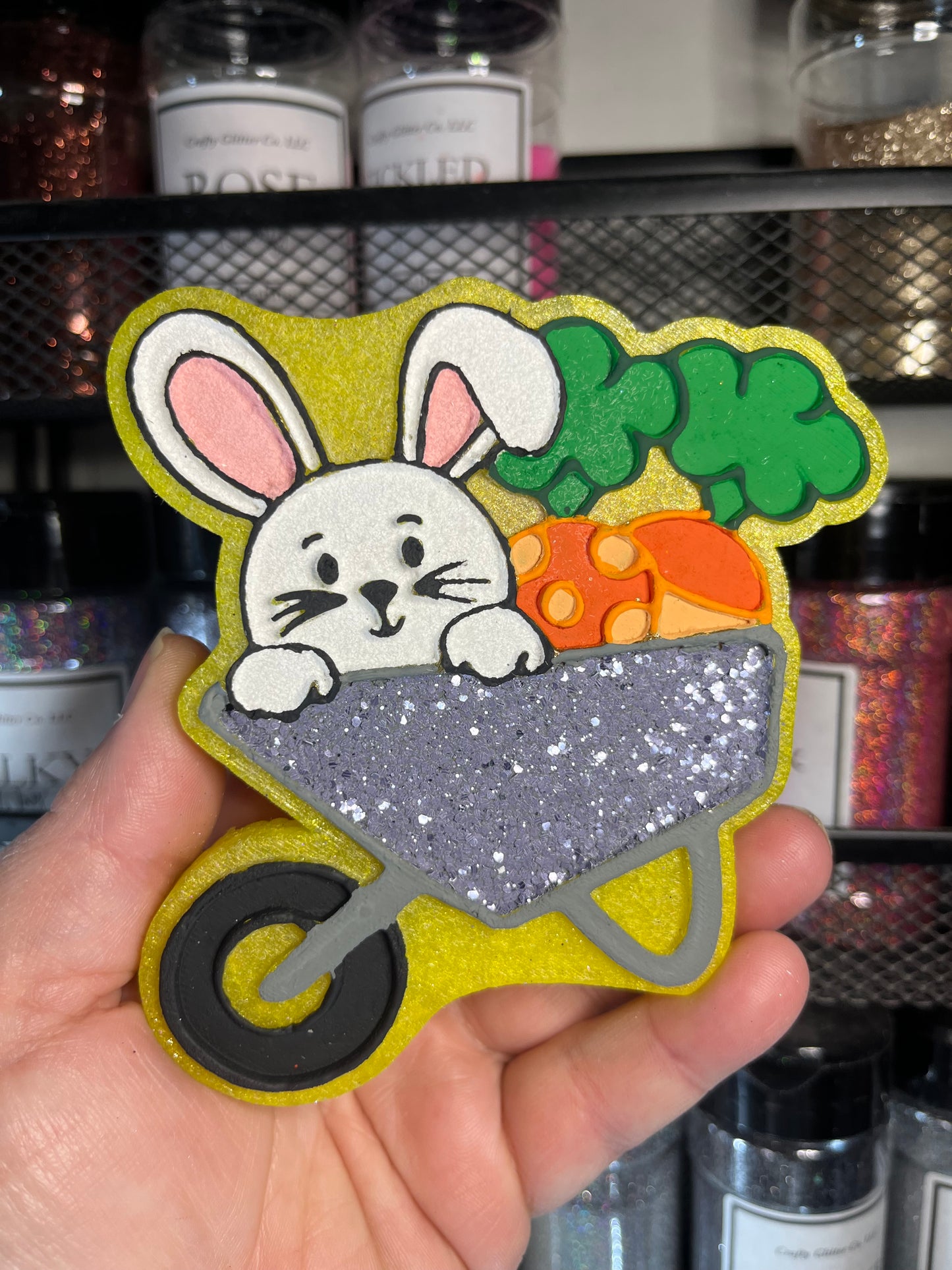 Bunny In Wheelbarrow Freshie