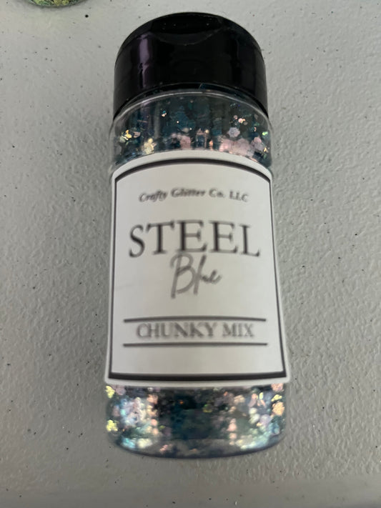 Steel Blue Glitter Destash