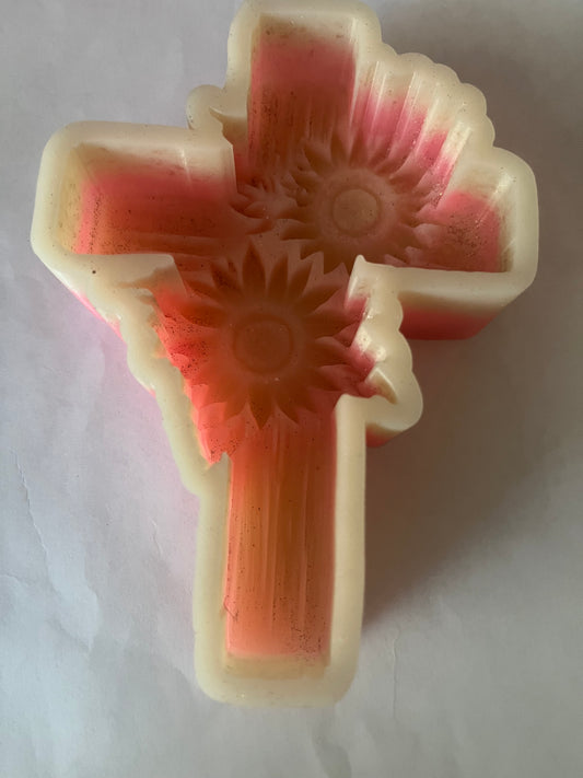 3d wooden cross with sunflowers   Destash