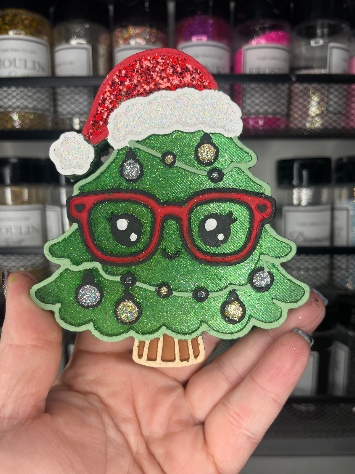 Christmas Tree with Glasses Freshie