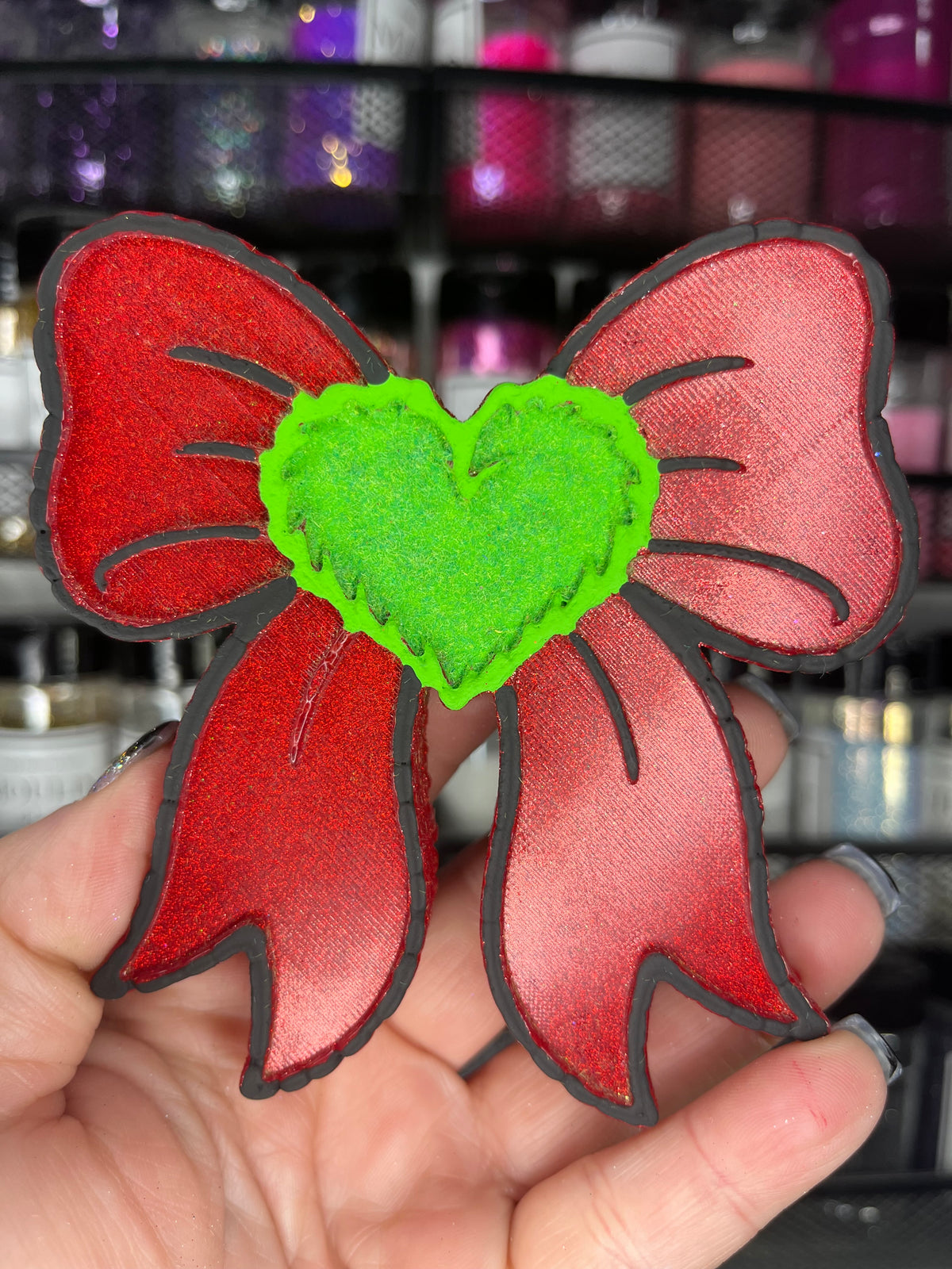 Fuzzy Heart Bow Freshie