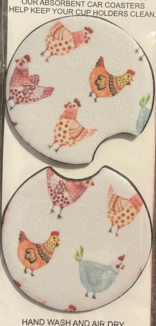 Chicken Car Coaster 2 pack