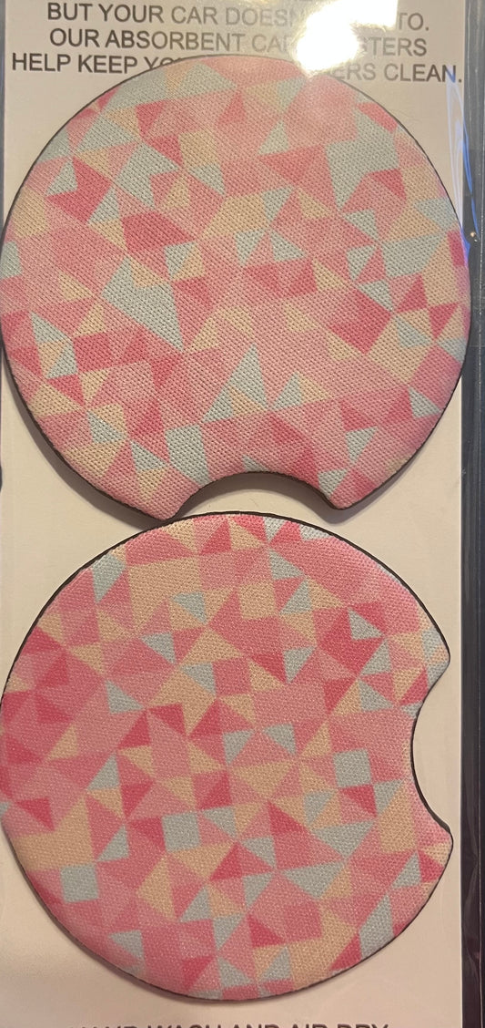 Geometric Pink Car Coaster 2 pack