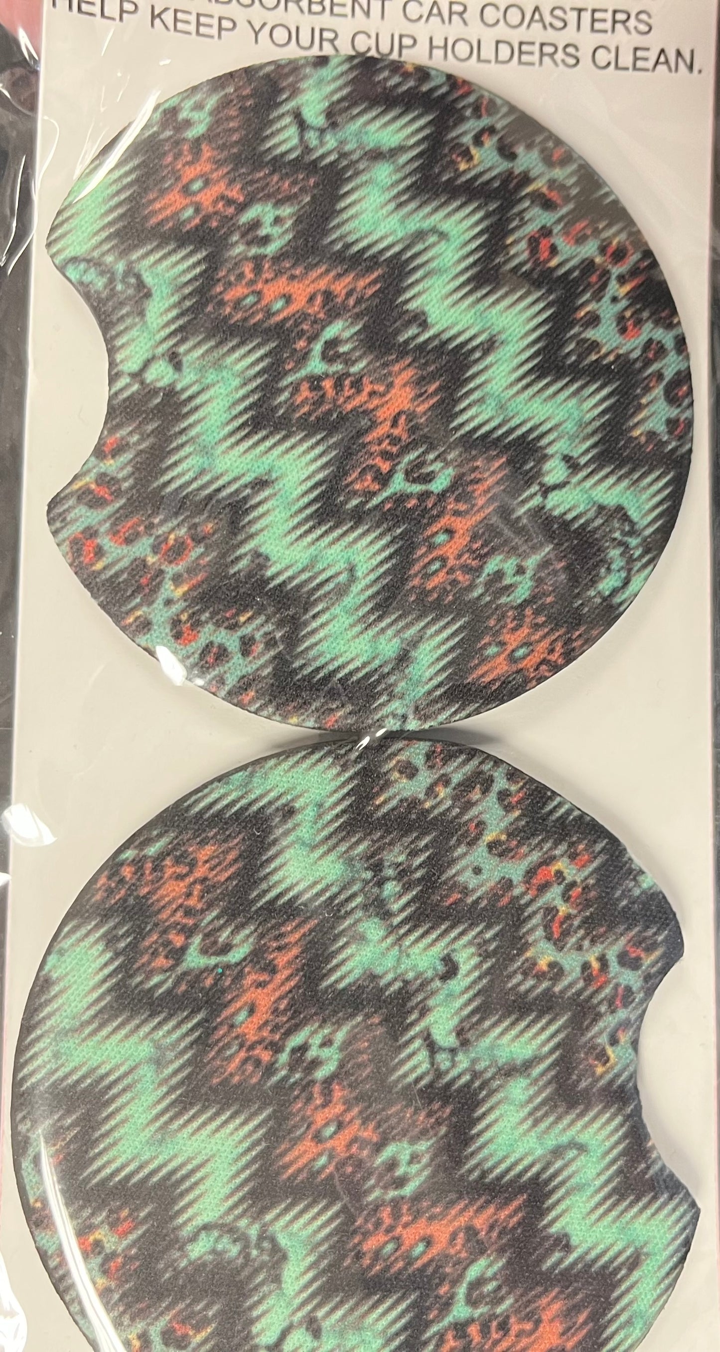 Peach and Mint Aztec Style Car Coaster 2 pack