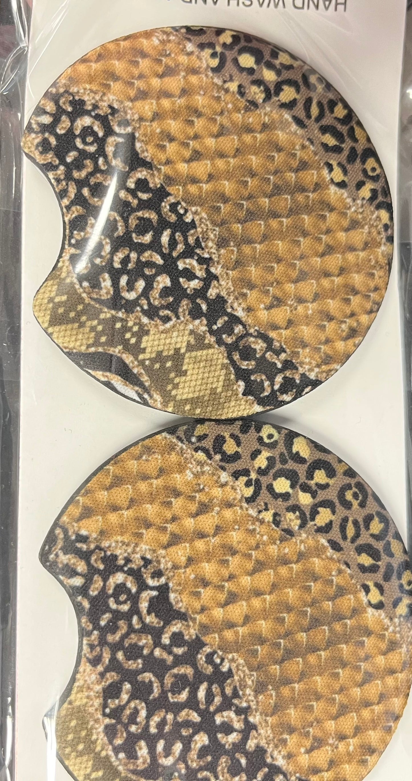 Snake and Cheetah Print Car Coaster 2 pack