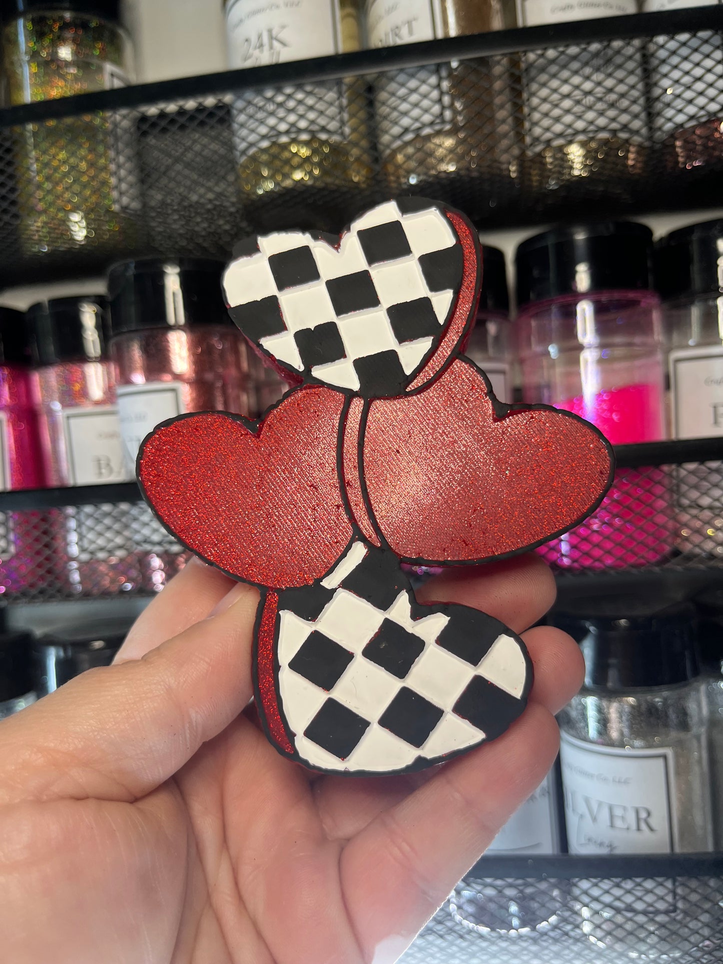 Checkered Print Hearts Freshie