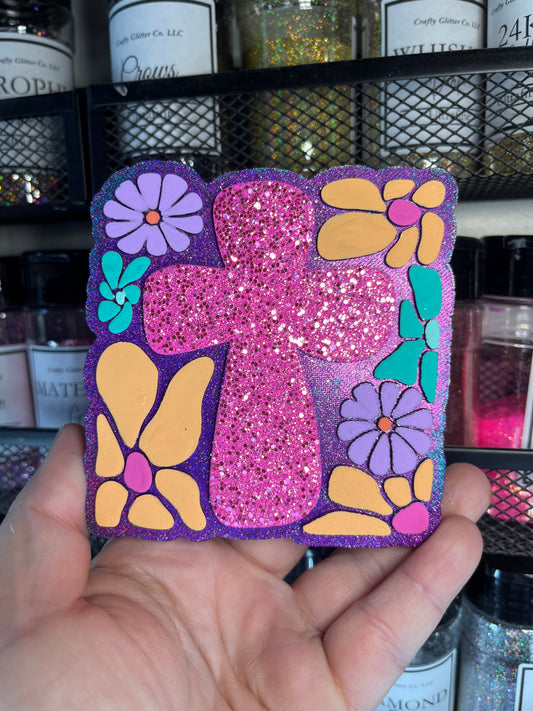 Cross With Flowers Freshie