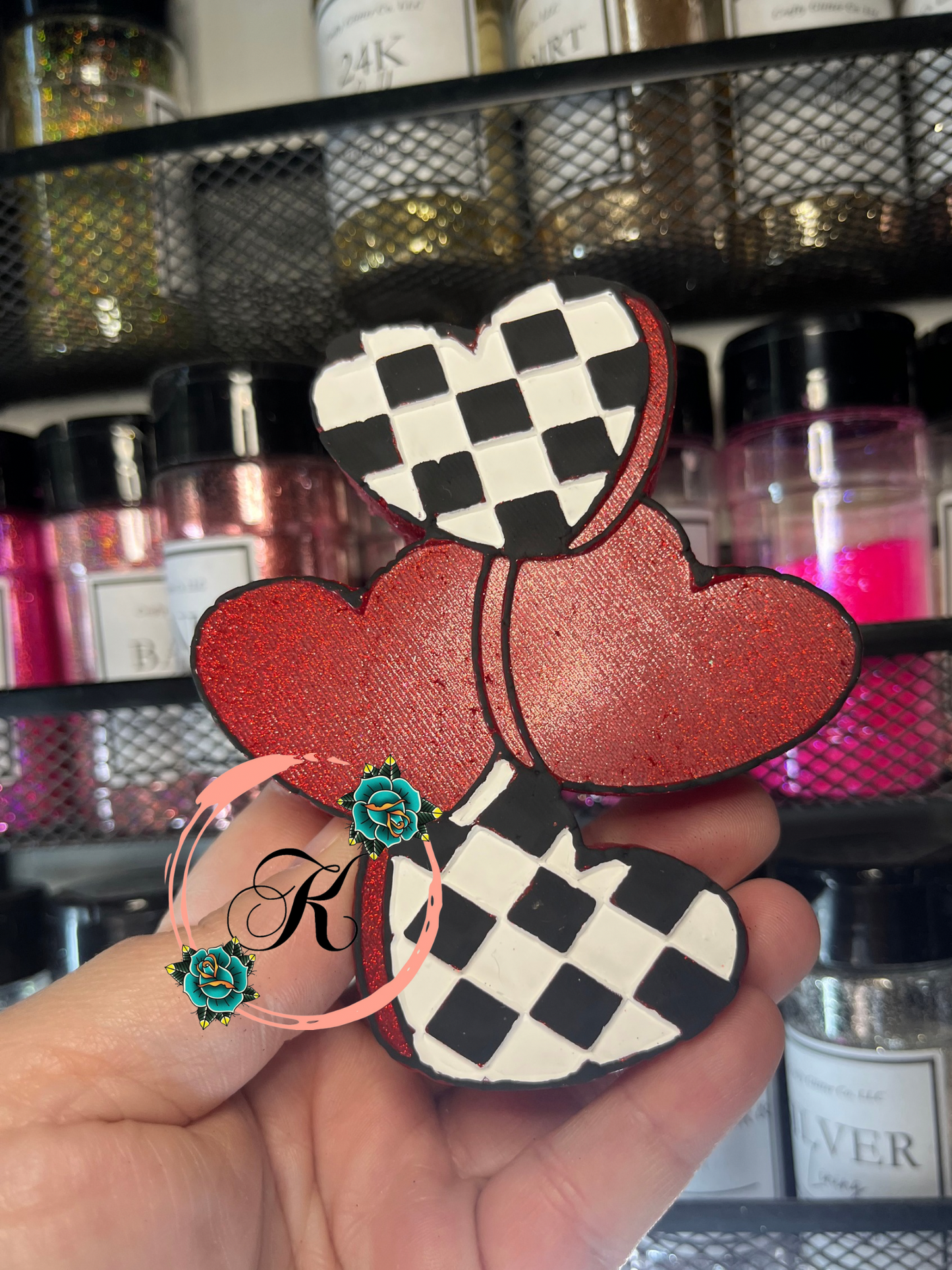 Checkered Print Heart Mold