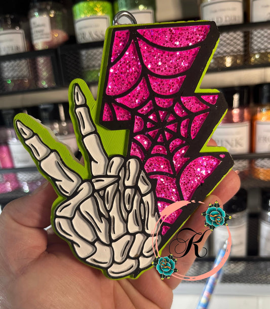 Skull Hand with Web Bolt Freshie