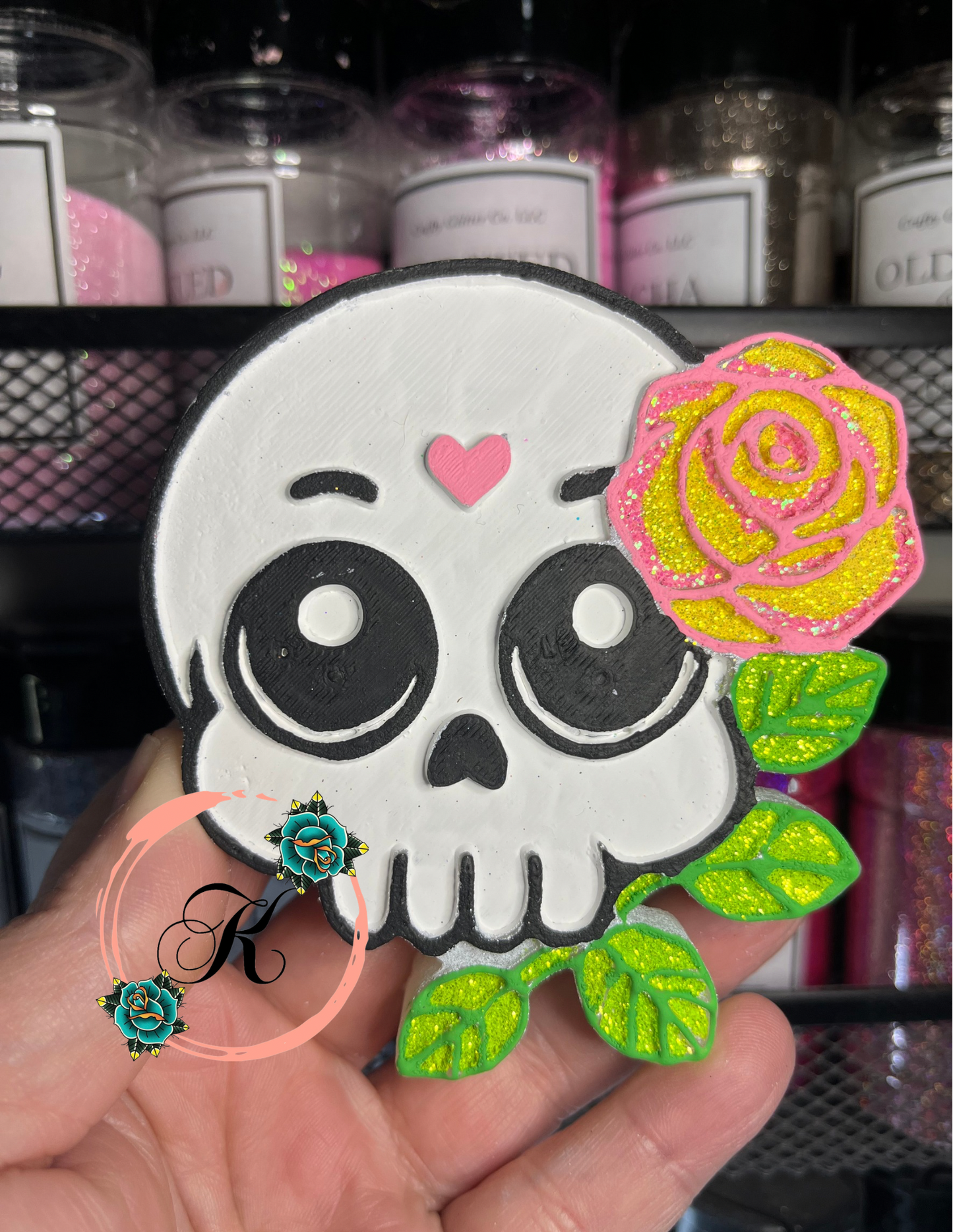 Skull with Rose Freshie
