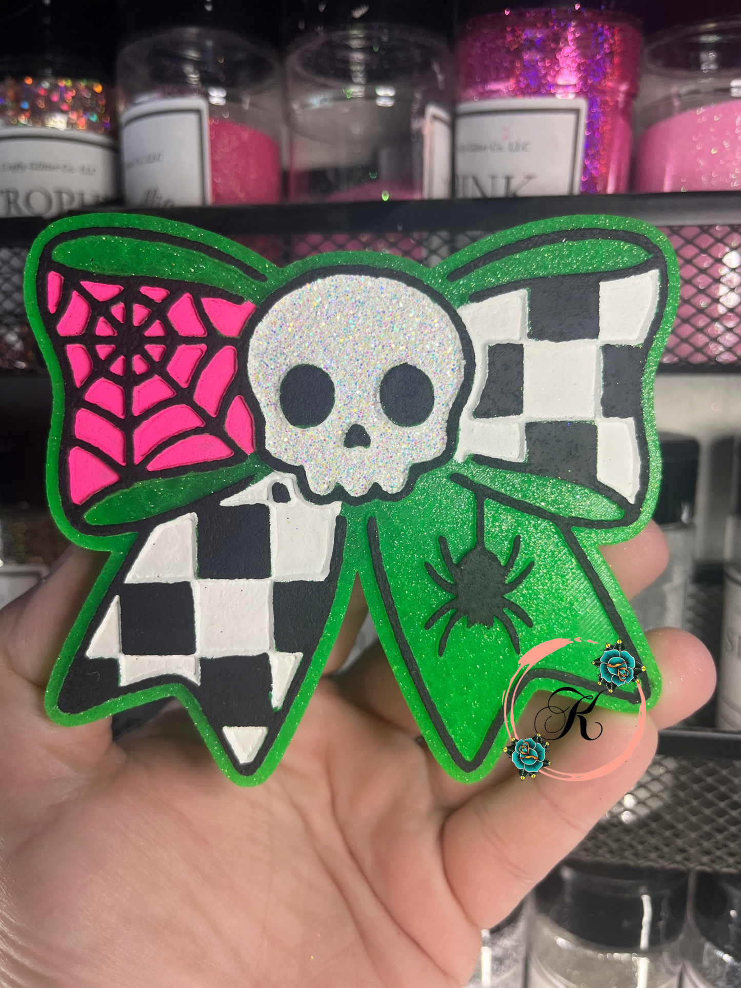 Spider Web Skull Bow Freshie