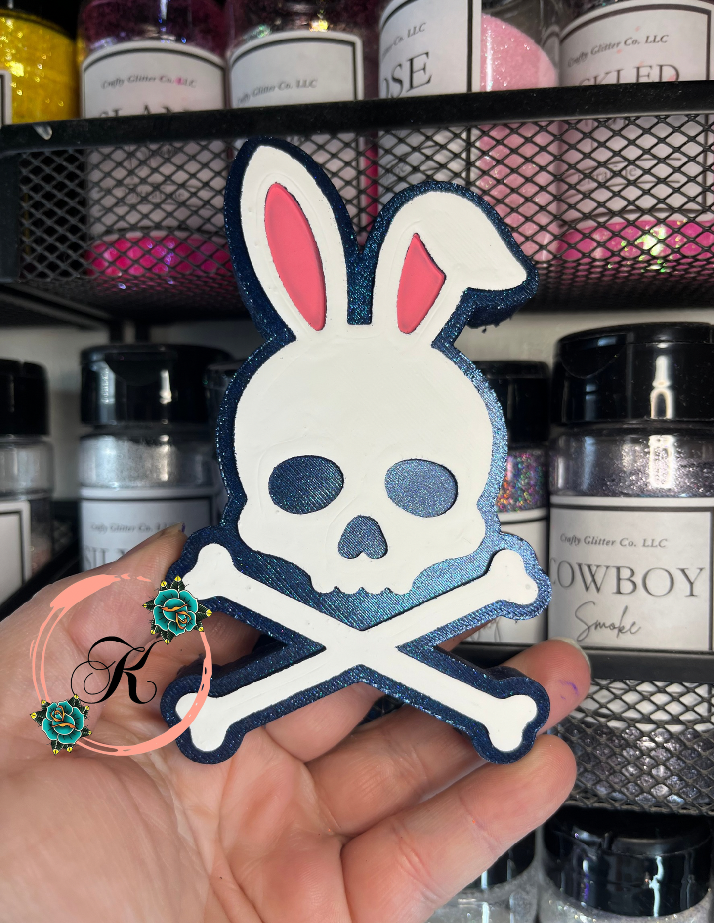 Bunny Ears Skull and Crossbones Freshie