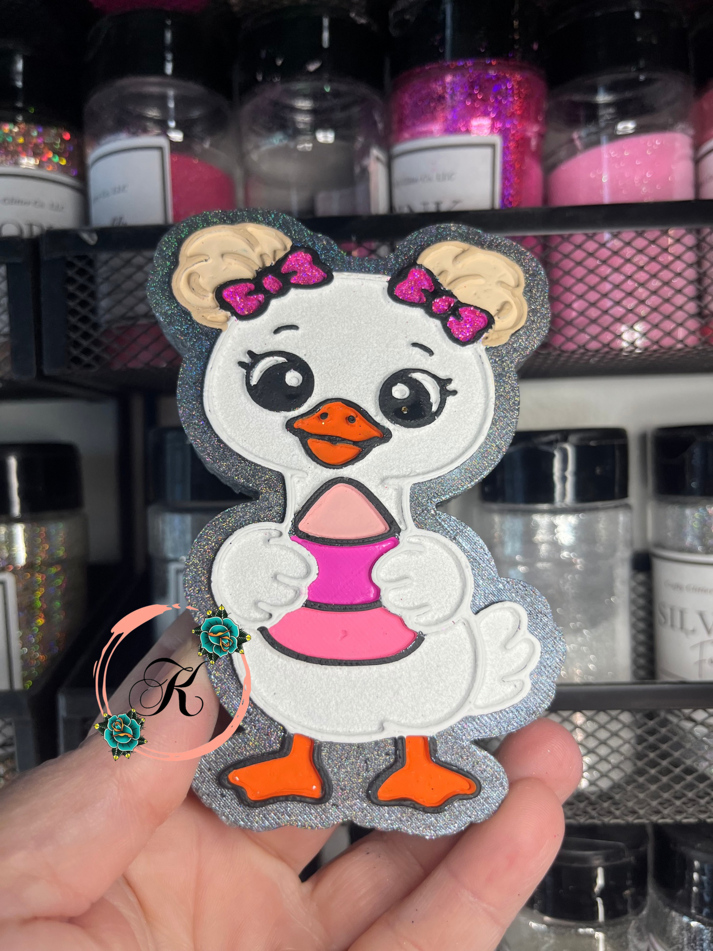 Messy Bun Ghost With Candy Corn  Freshie
