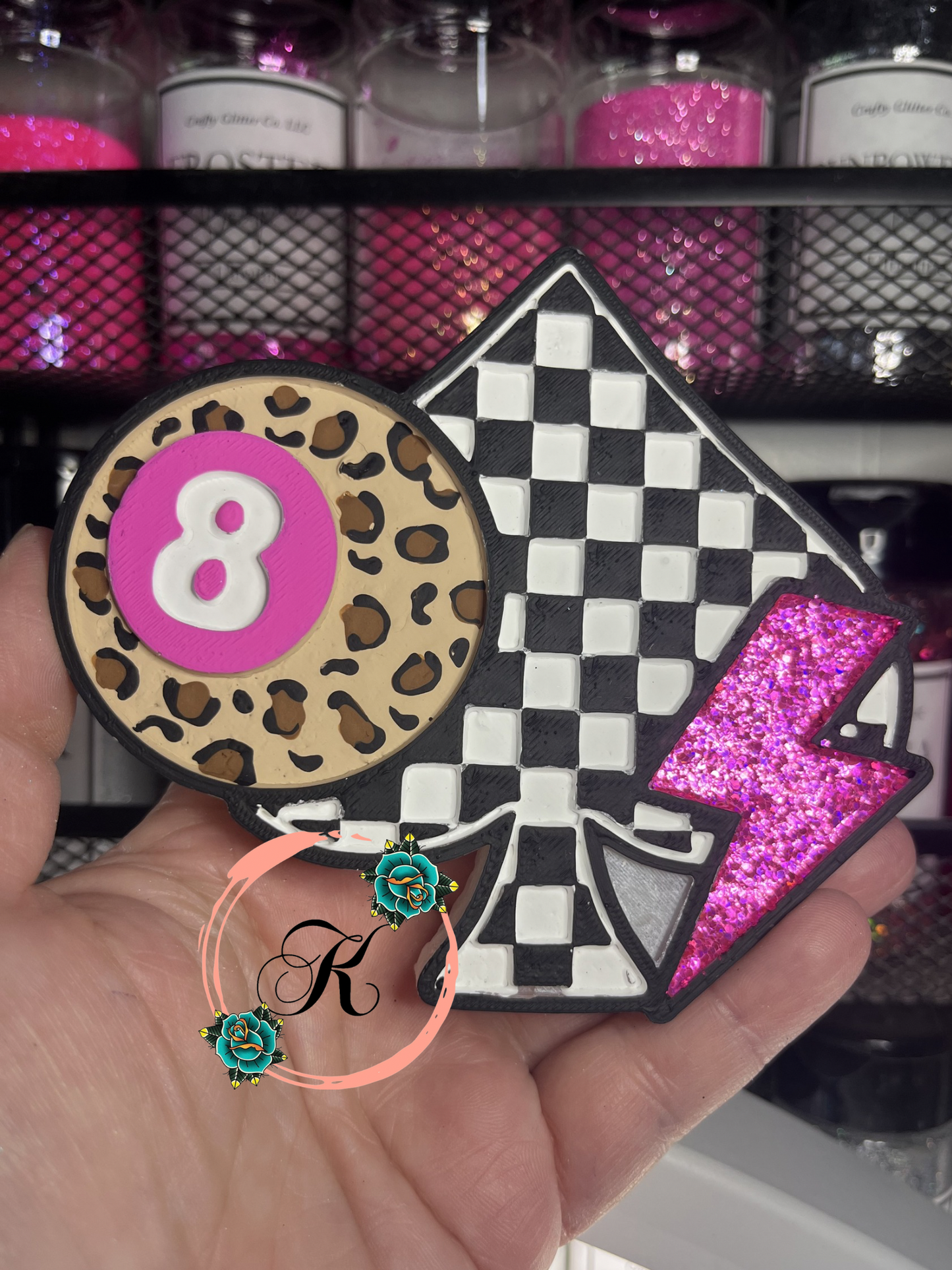 Checkered Spade with 8 Ball Freshie