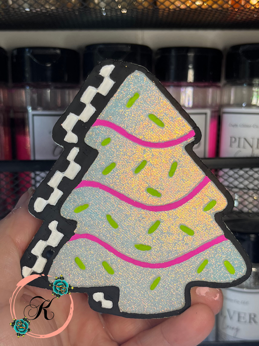 Checkered Print Christmas Tree Cake Freshie