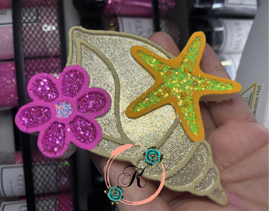 Seashell with Flowers Freshie