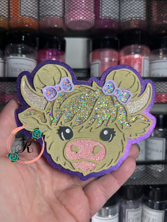 Highland Cow with Messy Buns Freshie