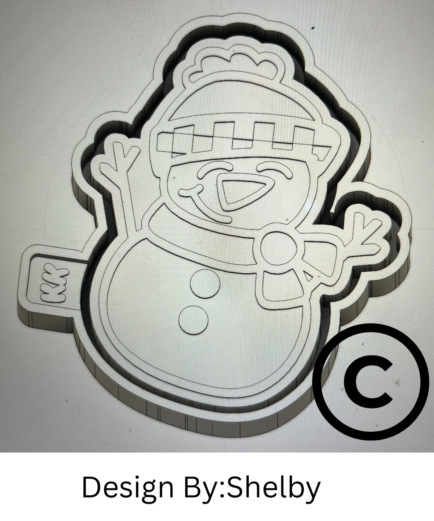 Checkered Print Snowman Mold