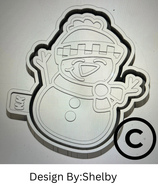 Checkered Print Snowman Mold