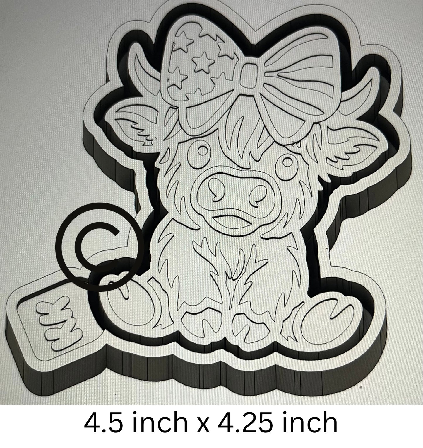 Highland Cow Patriotic Bow Mold