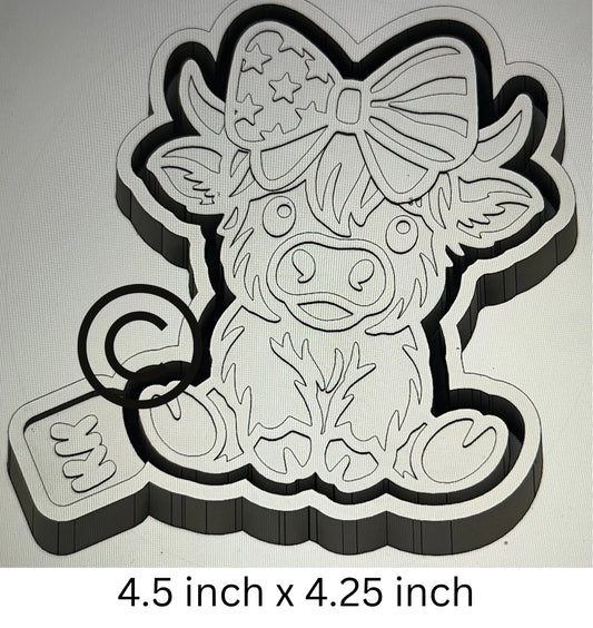 Highland Cow Patriotic Bow Mold